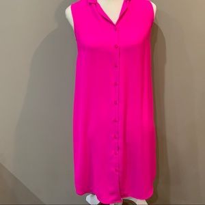 Beautiful Fuscia Sheer Sleeveless Mini Tunic Dress